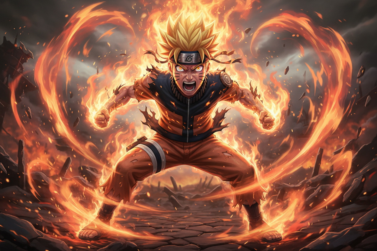 naruto in fire anger full 3d image